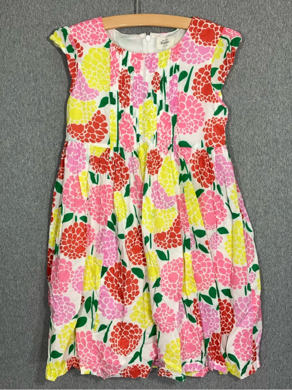 EUC Mini Boden Cotton Floral Lined Dahlia Pintuck Dress Kids' Size 9-10y